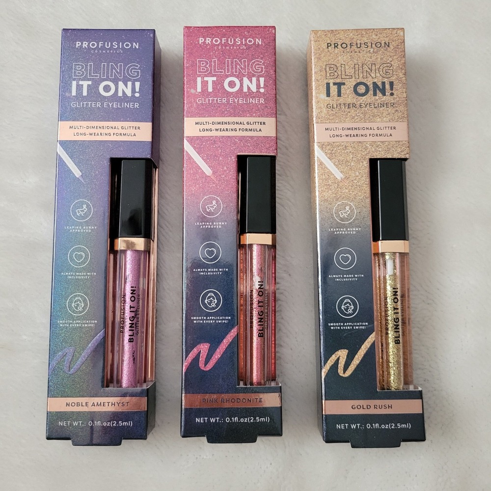 Profusion Bling It On Eyeliner Lot of 3 Noble Amethyst Pink Rhodonite Gold Rush